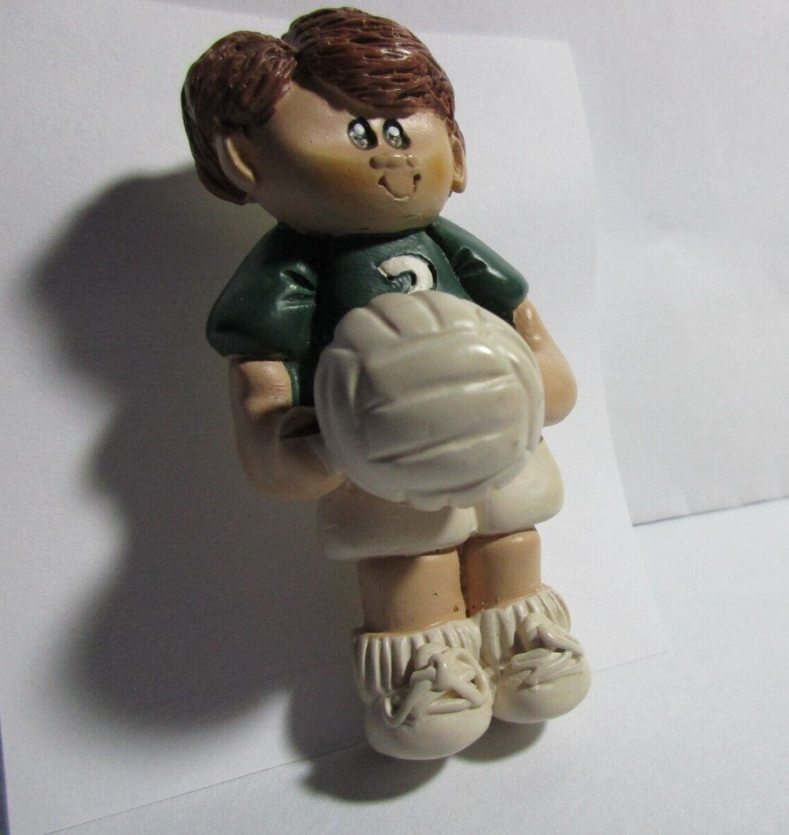 Brooch – Cute Soccer Player #2 Ceramic & Enamel 3D – 2.75″T X 1.5″W X 1″D