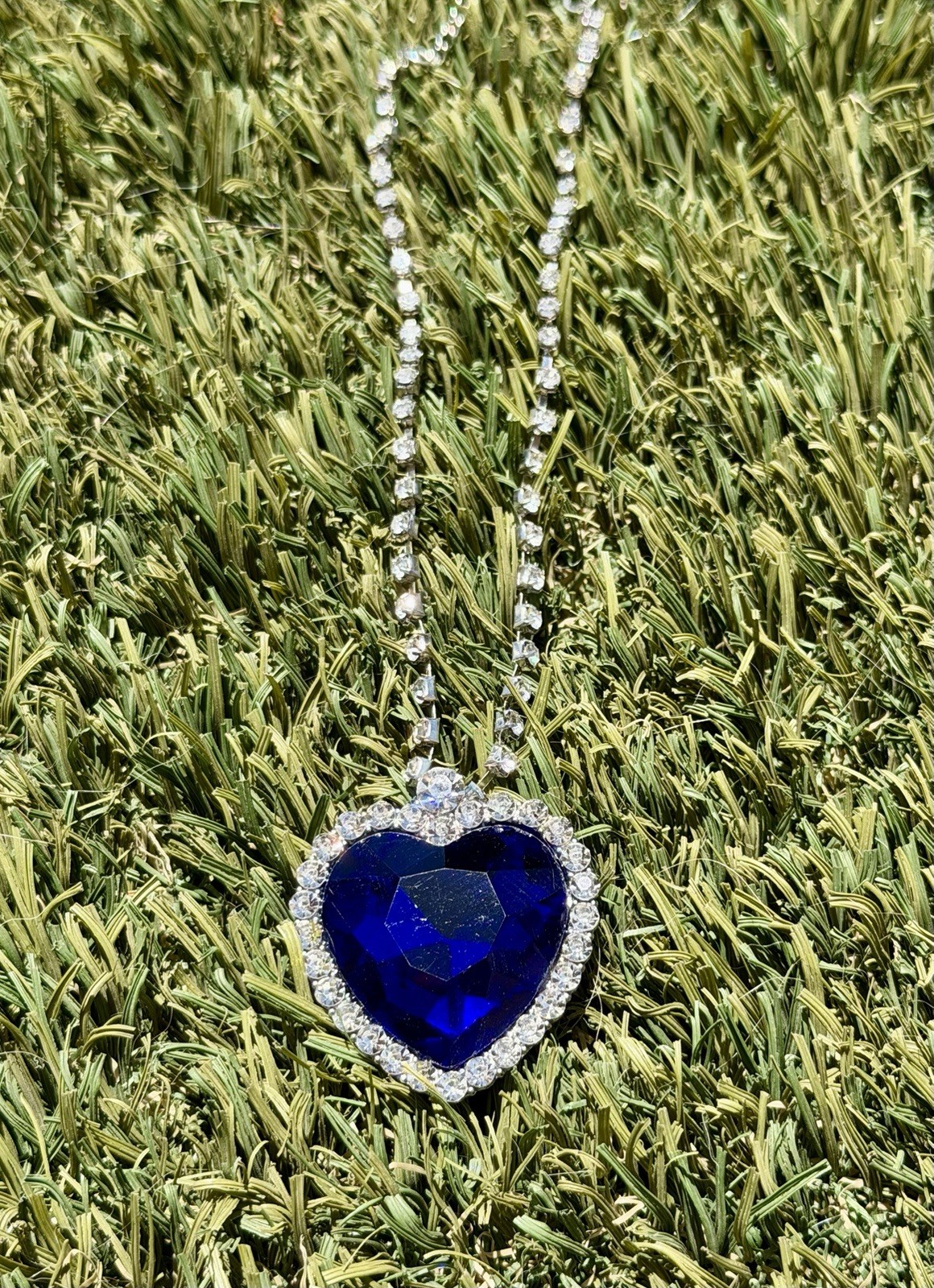 Heart Of The Ocean Necklace Blue Crystal Rhinestone Titanic Style Heart Pendant