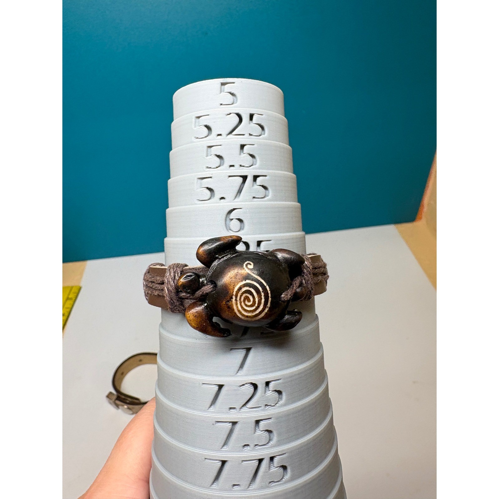 Boho Leather Bracelet Set Cowhide Hair-on Cuff & Carved Turtle Charm Brown