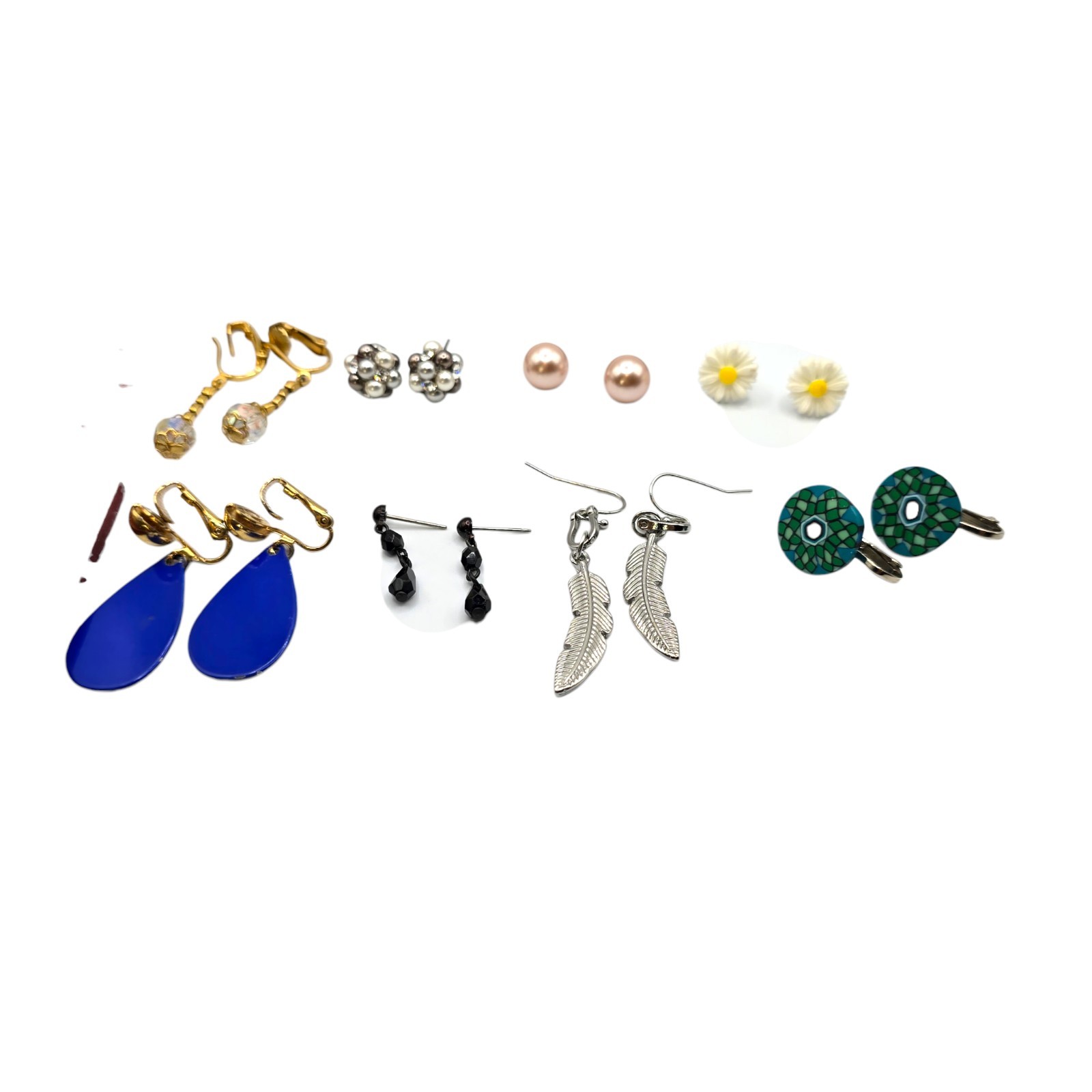 Earrings Lot Eight Pairs Various Materials Styles Designs Colors Fashion SKU3068