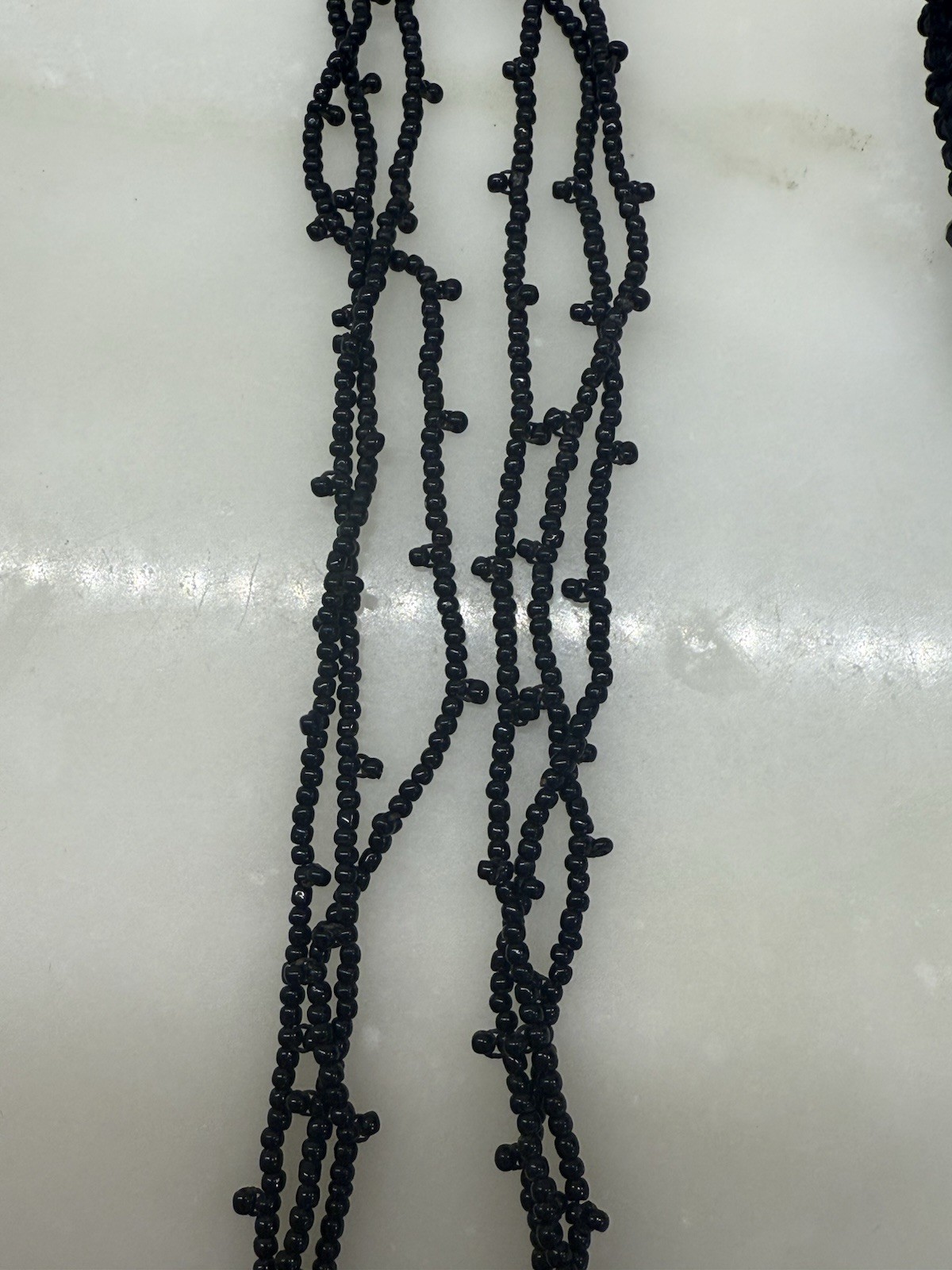 Black Stone Cross & Triple Beaded Necklace With Black Beaded Bracelet