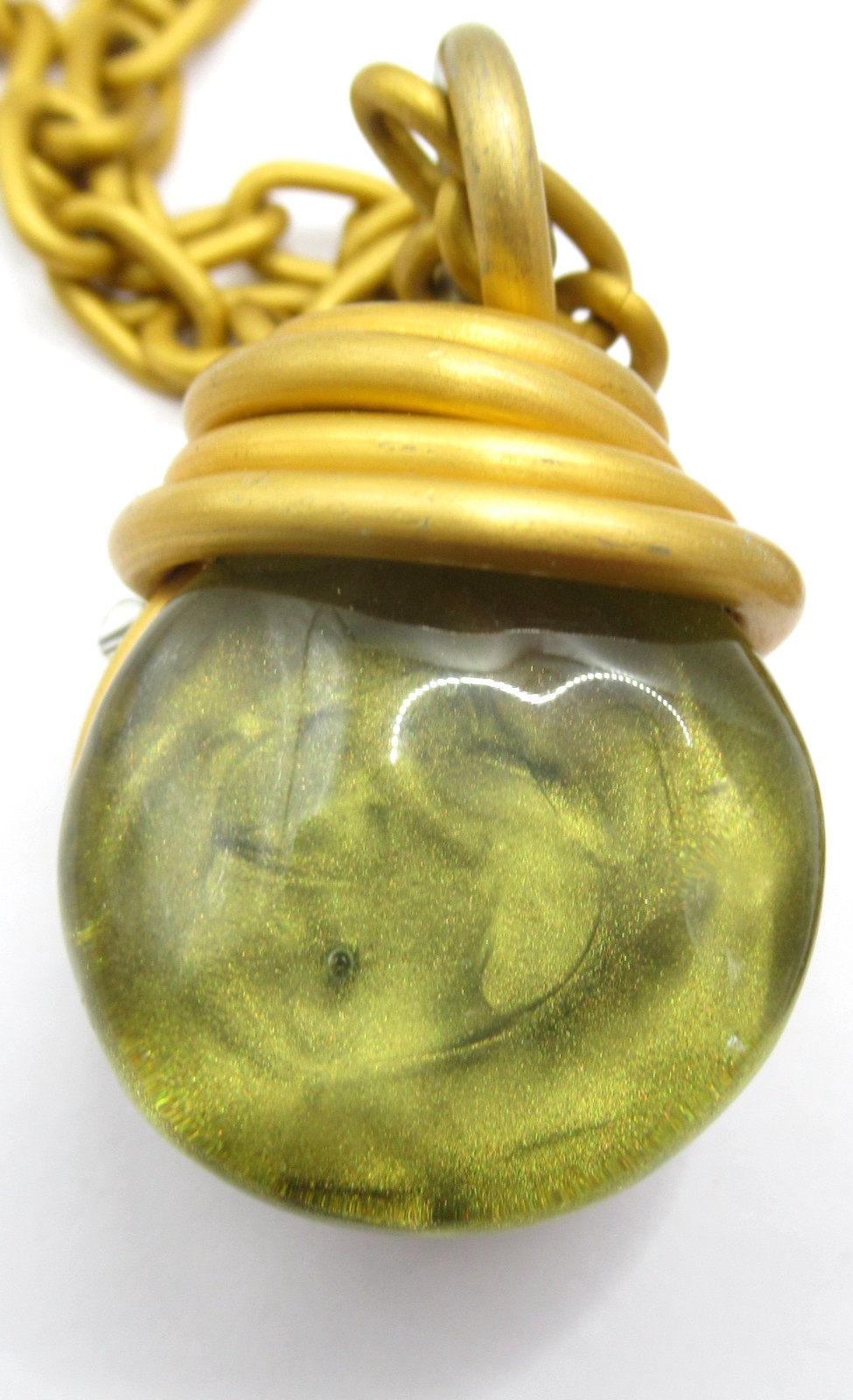 Purple and Green Pendant Necklace Double Sided Round Large