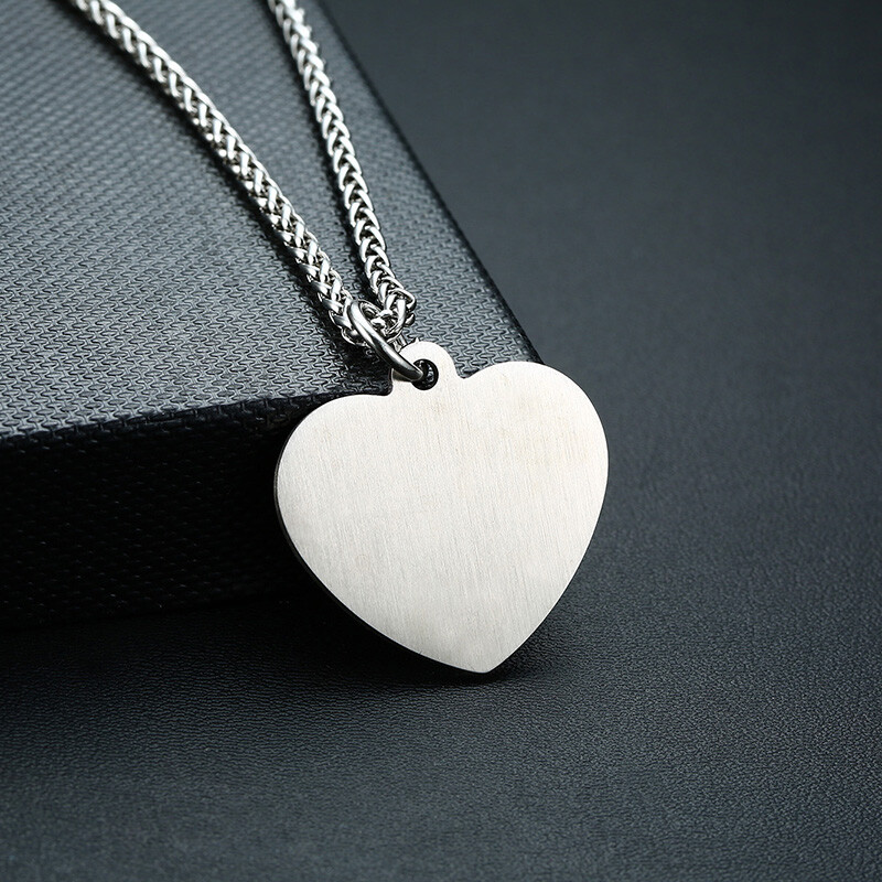 Medical Alert ID Women Men Necklace Love Heart Pendant Personalized Engraving