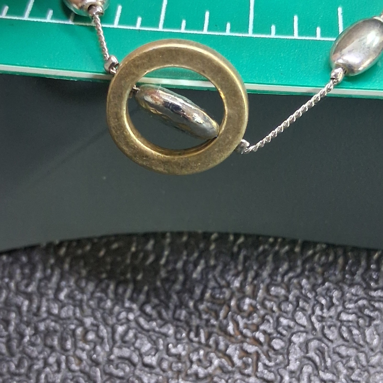 Stainless Steel & Brass Gyroscope Design 2-Tier 20” Snake Chain Necklace