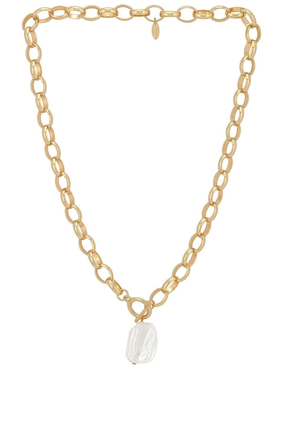 Ettika 18K Gold Plated Modern Baroque Statement Faux Pearl Trendy Chain Necklace