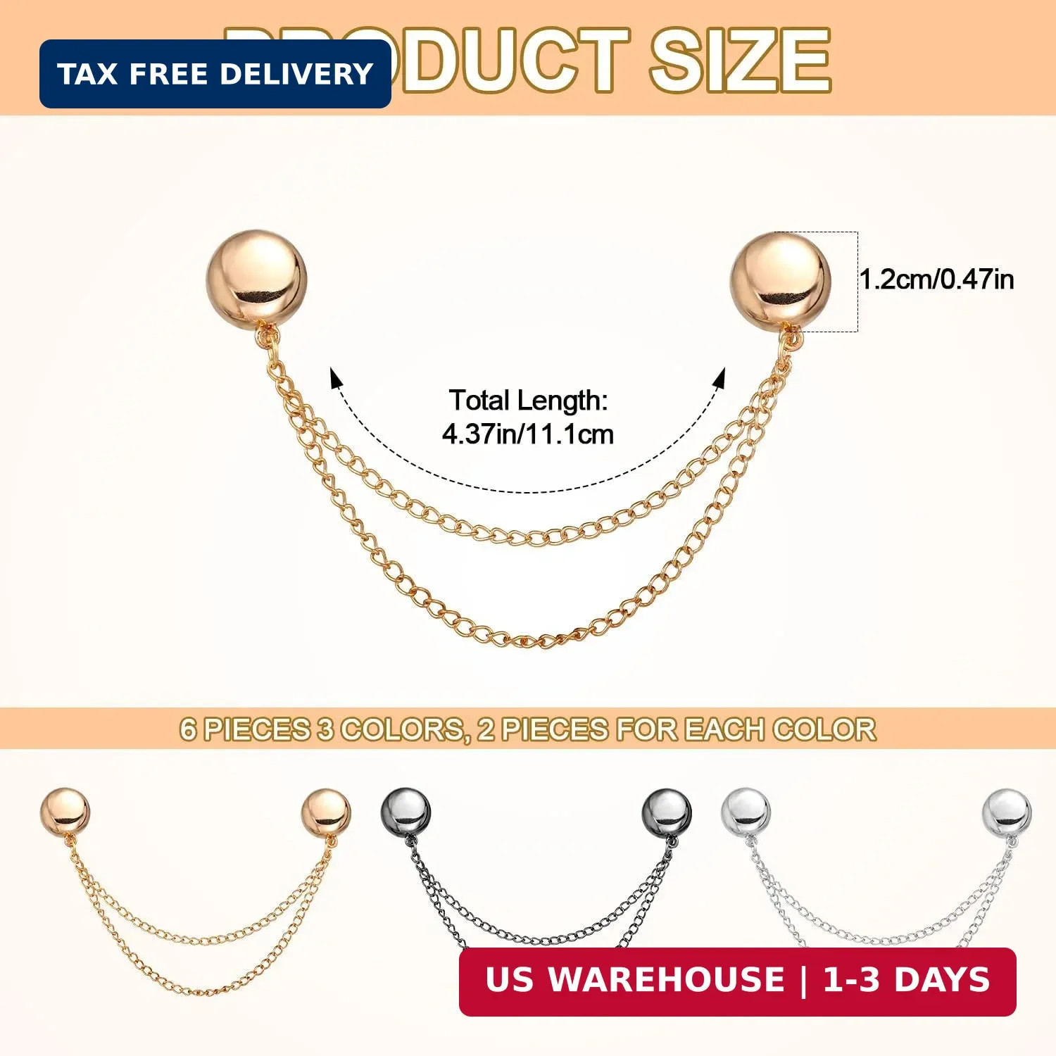6pcs Magnetic Clothing Clips with Chain, Multi-Function Magnet Button Pins Hijab
