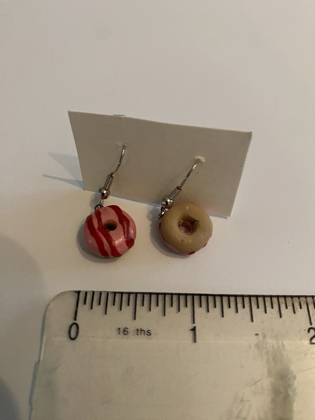 Handmade Pink & Red Polymer Clay Donuts – Round Dangle Hook Earrings