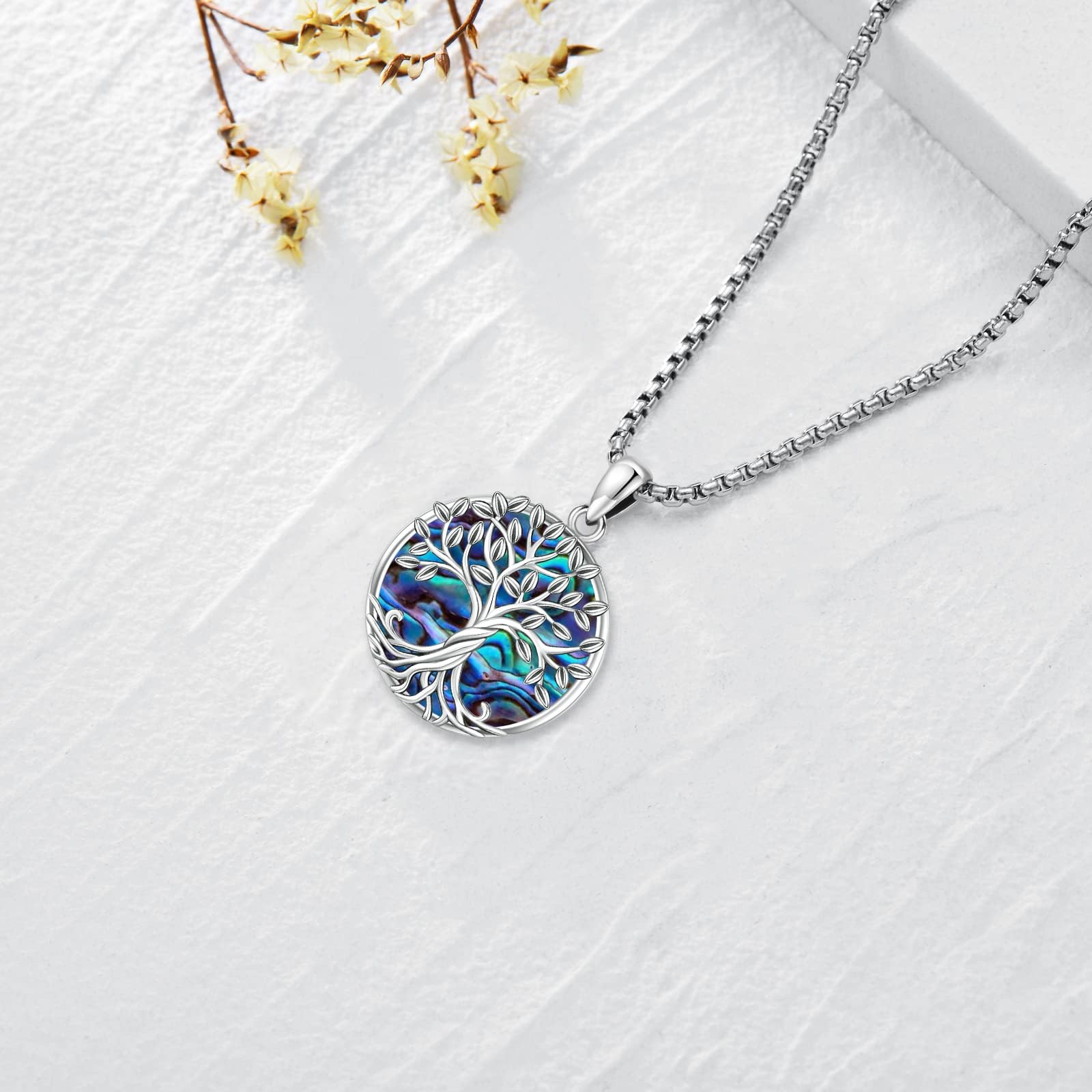 LOOVE Tree of Life Necklace for Women Sterling Silver Family Tree Necklace Ce…