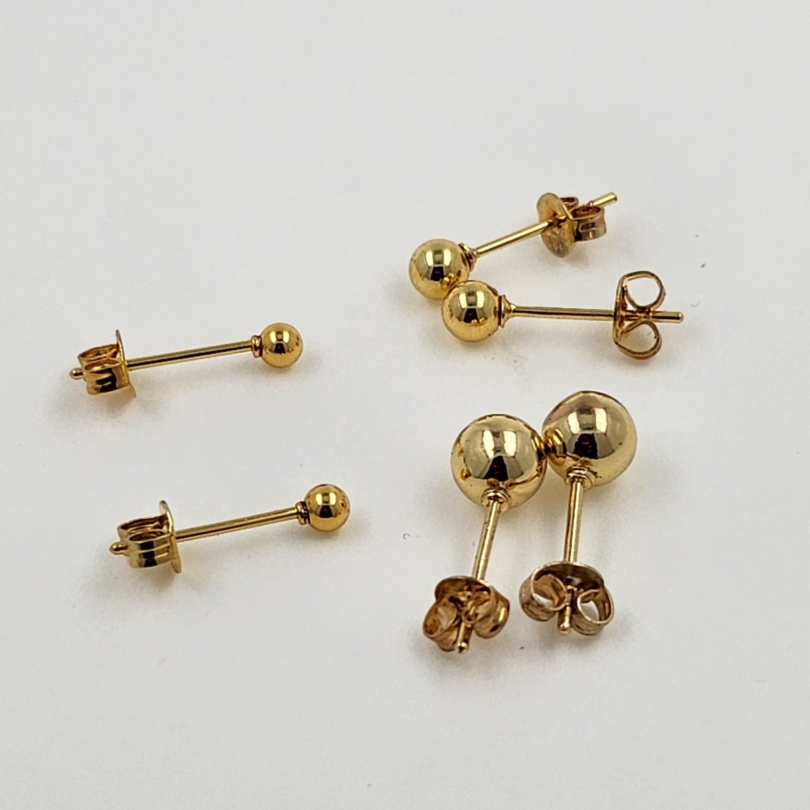 14K Gold Plated Ball Stud Earrings 925 Sterling Silver Stud 3MM-8MM