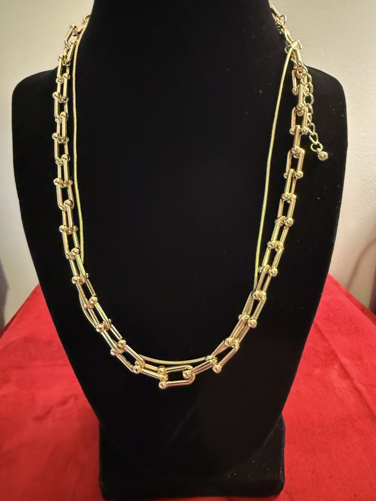Geometric Link Chain Necklace, Alloy, Goldtone, 20 In.