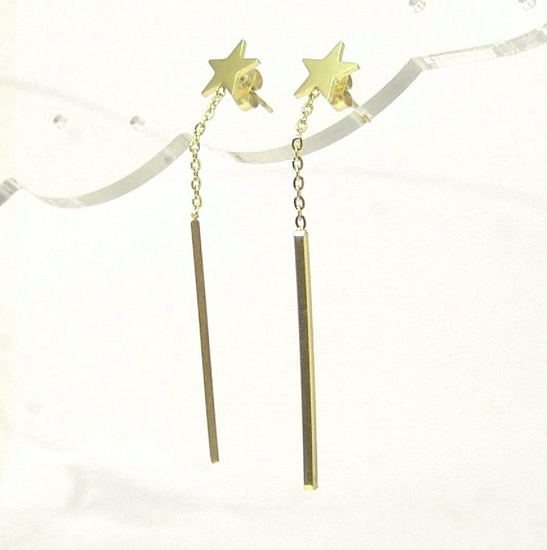 Star Stud Earrings Yellow Gold PVD Hypoallergenic Stainless Surgical Steel