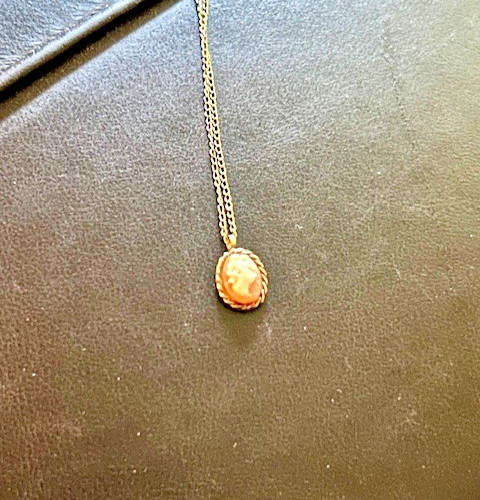 Child’s Cameo Necklace/1/2” x 5/16”/15” Chain/Gold Filled/Used