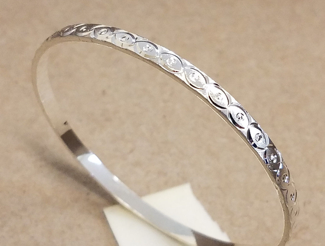 Lady’s Bangle Bracelet Set 5 Silver Plated Aros 3mm Wide 2 5/8in 59mm Diameter