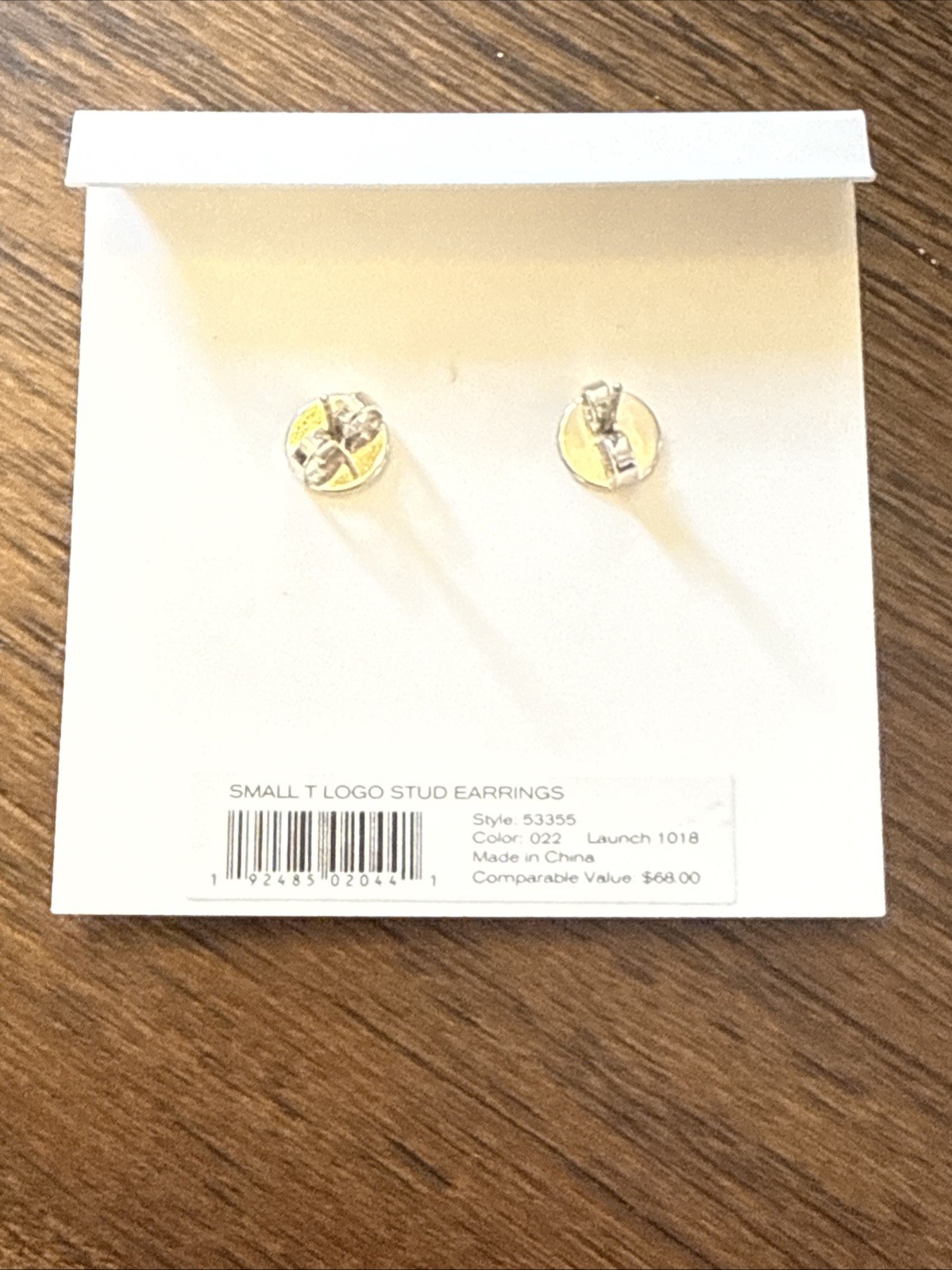 Tory Burch Silver Tone T Logo Stud Earrings Metal Butterfly Closure 53355 New
