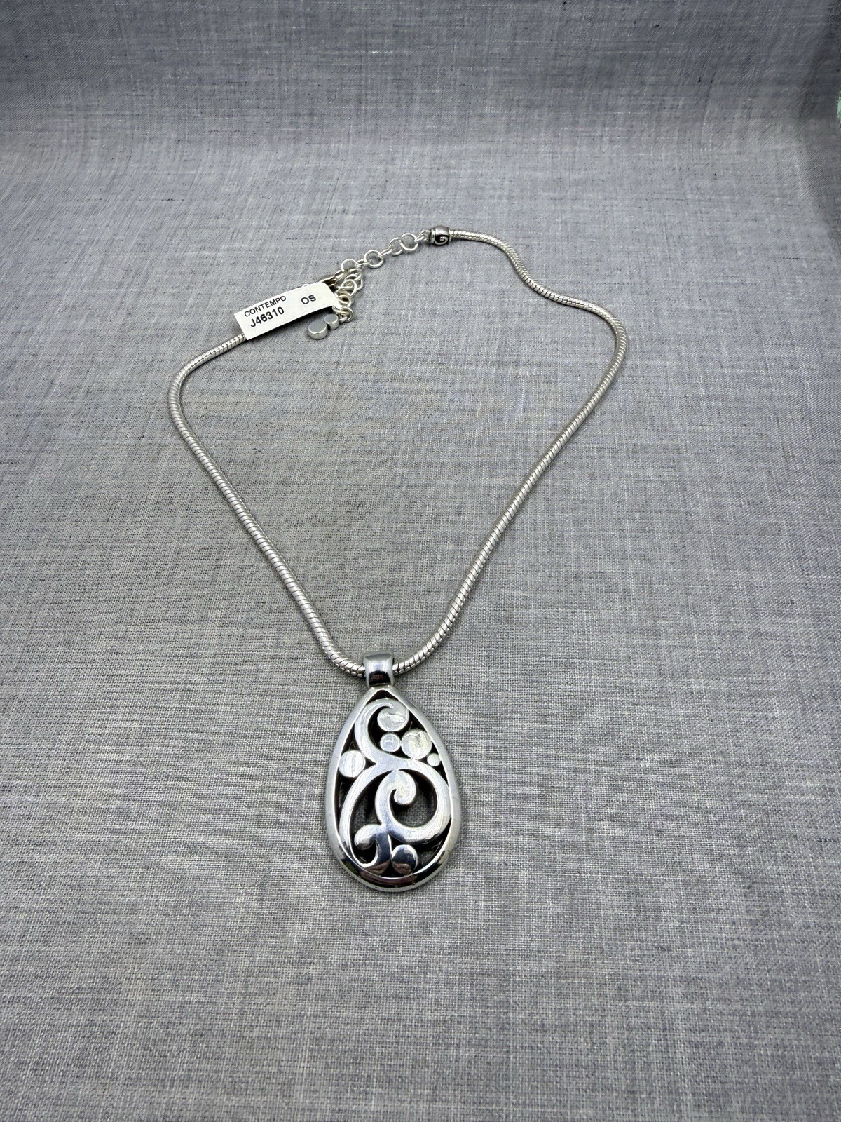 Brighton Contempo Scroll Teardrop Shaped Pendant Adjustable 16-18″ Necklace
