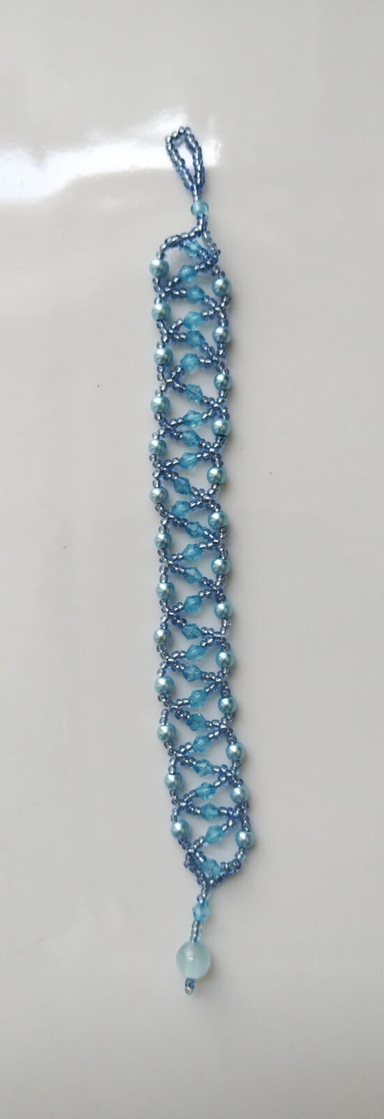 18.5 Cm, Metallic Blue Beaded Netted Statement Bracelet