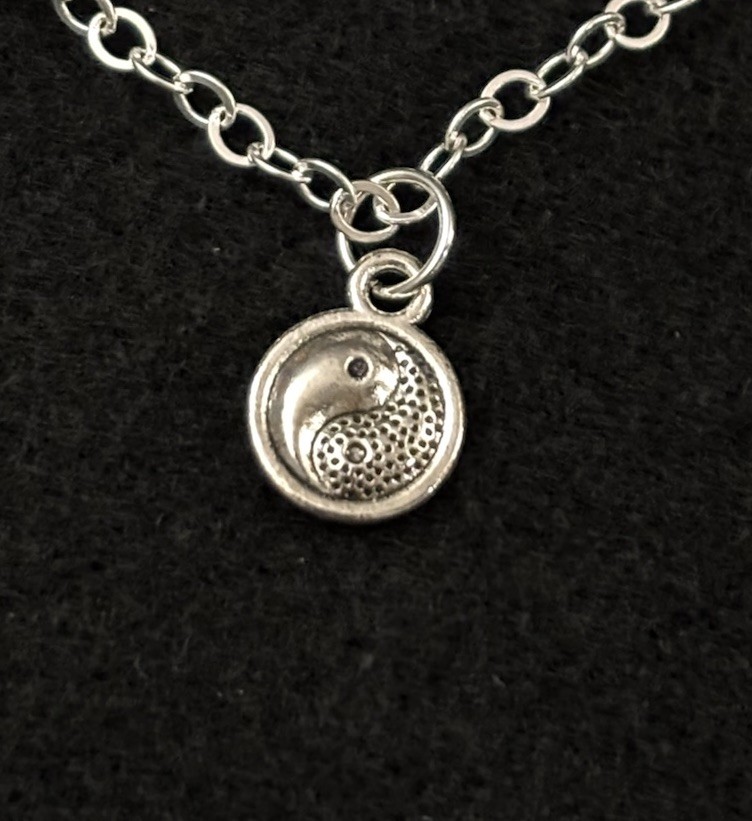 Ying Yang pendant necklace Silver Tone Chain