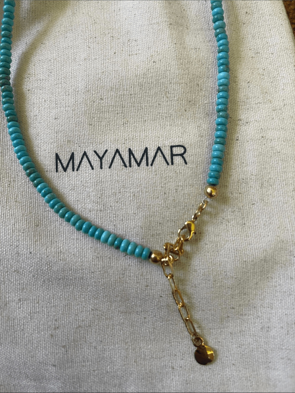 F – Initial Turquoise Beaded Necklace by Mayamar