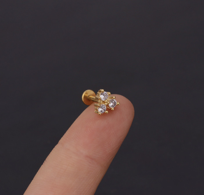 Internal Threaded Flat Labret Back Cartilage Helix Lobe Tragus Conch Earring UK
