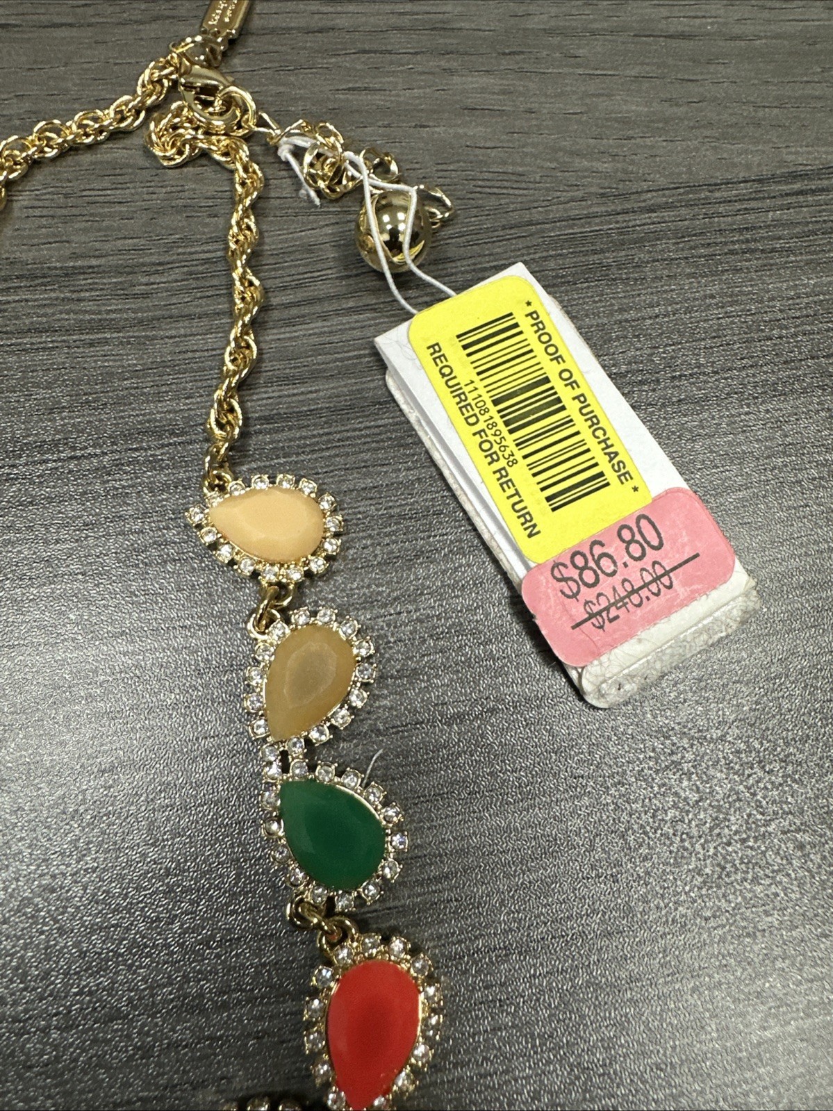 Kate Spade Blush Balloon Bouquet Necklace pink halo crystal green NEW