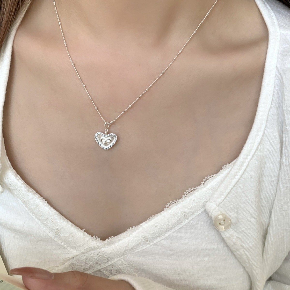 925 Sterling Silver Heart Necklace Gift for Women Minimalist Love Pendant with G