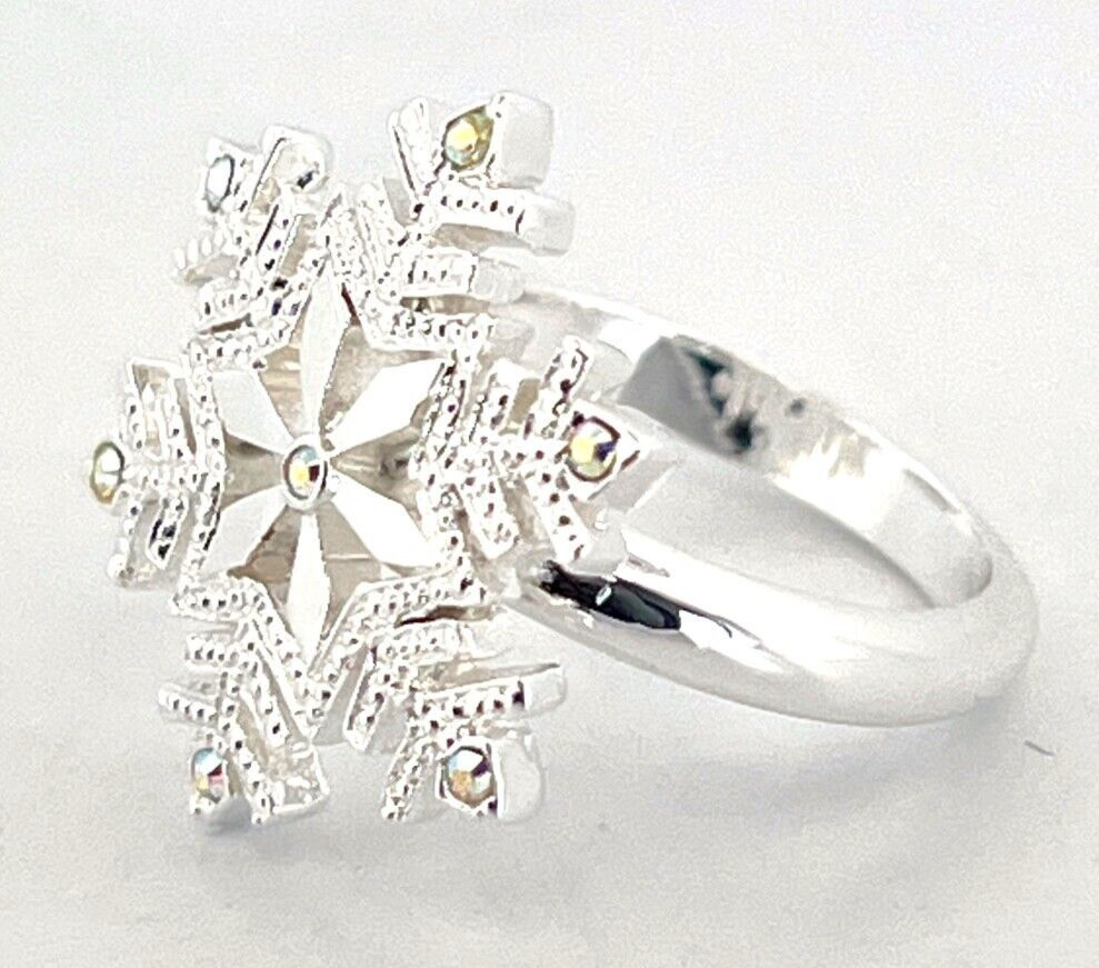 Rhodium Plated Snowflake Ring Ari D Norman