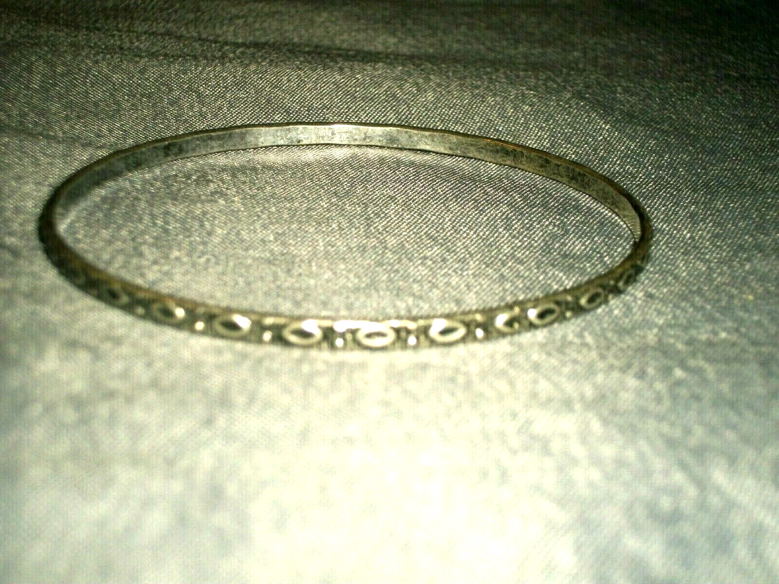 Women’s Bangle Bracelet 2 5/8″ in Diameter Silver Tone Metal with Design