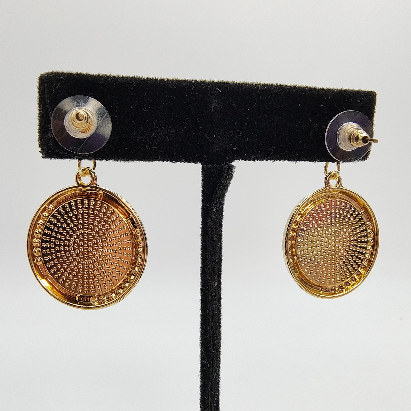 Gold Tone Palm Tree Beach Dangle Drop Earrings Faux Pearl Beach Coastal Summer