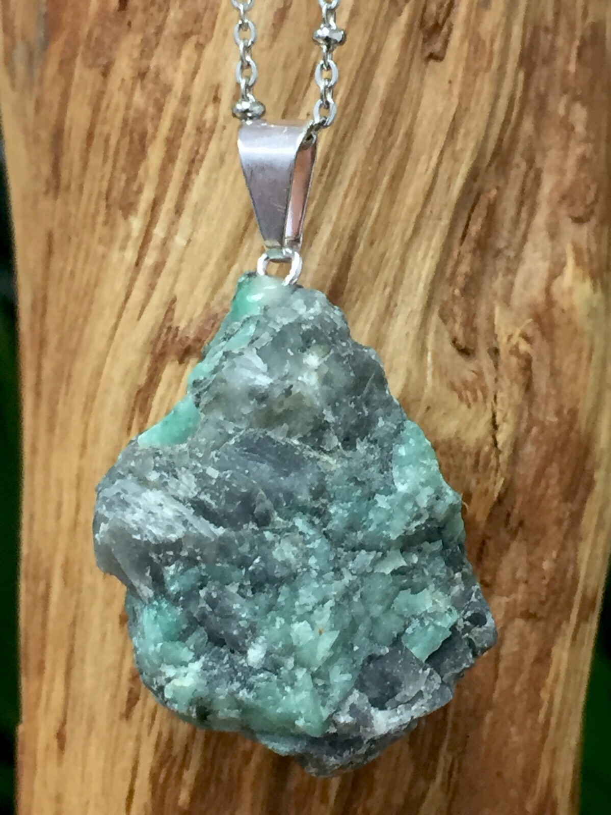 Rough Emerald Pendant Emerald Crystal Quartz Gemstone Specimen Reiki Chakra.