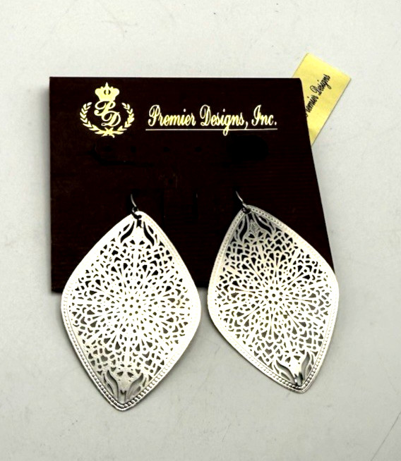 NWT Plunder ‘SILVER LACE’ Open Work Filigree Lace Pierced Dangle Earrings