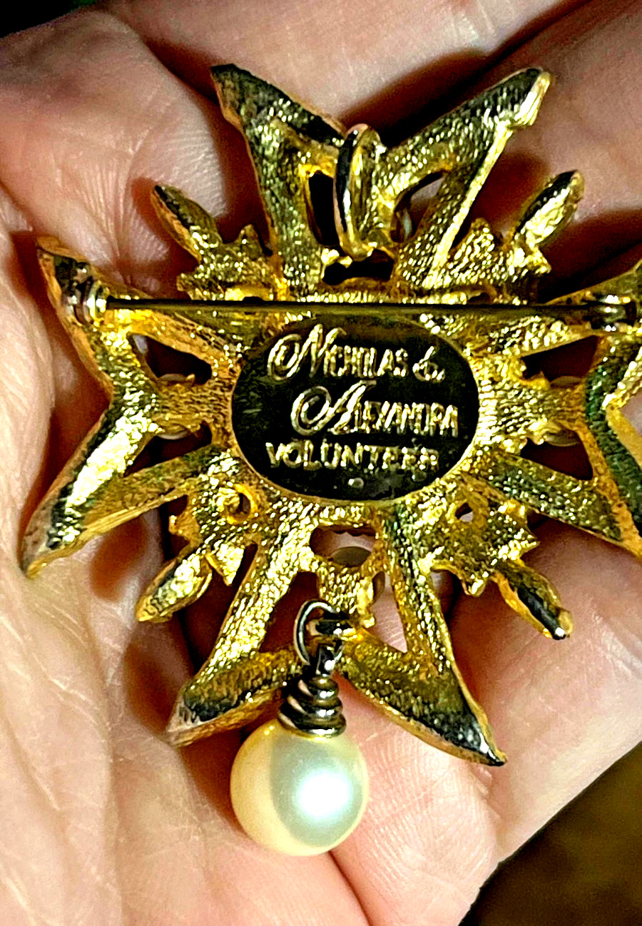 Rare “SIGNED” Russian Imperial Eagle Nicholas & Alexandra Volunteer Cross Brooch
