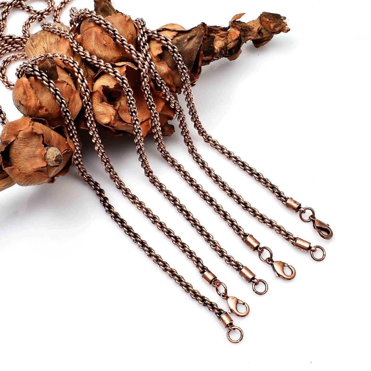 Handmade Solid Copper Rope Chain Necklace – 3mm Thick Oxidized Design for Men &