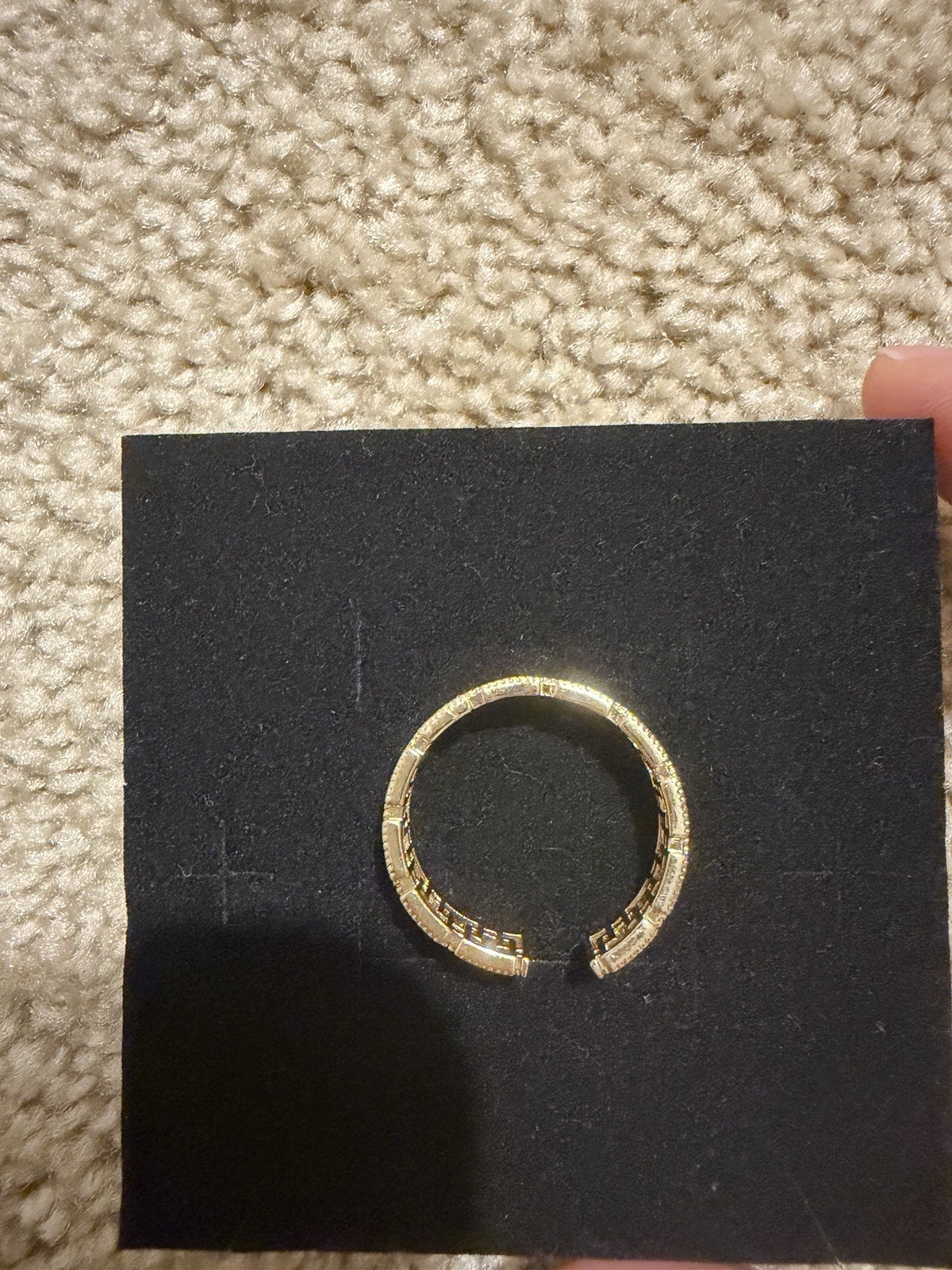 Gold Tone Geometric Cutout Adjustable Open Band Ring No Stone Size 8