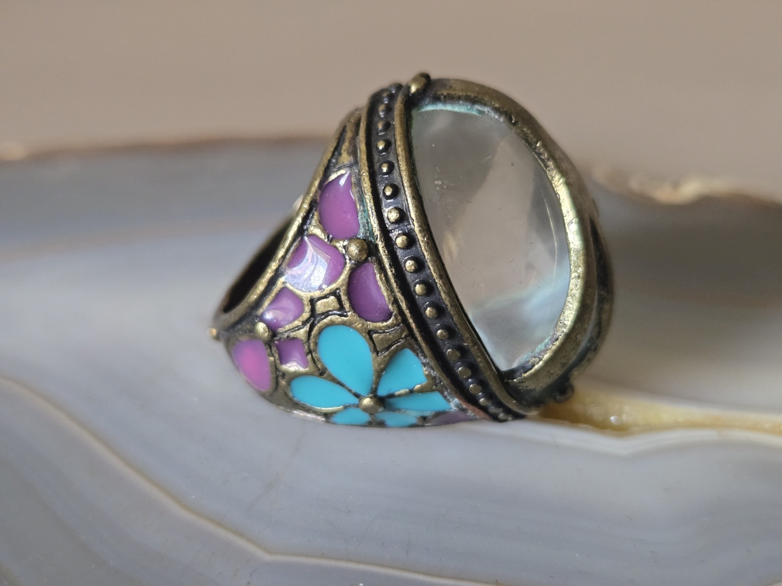 Rare New Lucky Brand Lucky You Vintage 1990s Peace Sign Mood Ring Size 5.5
