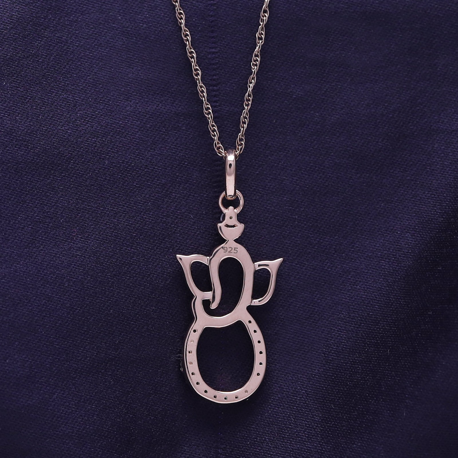 Round Cut Hindu Ganesh/Ganapati Pendant In 925 Sterling Silver