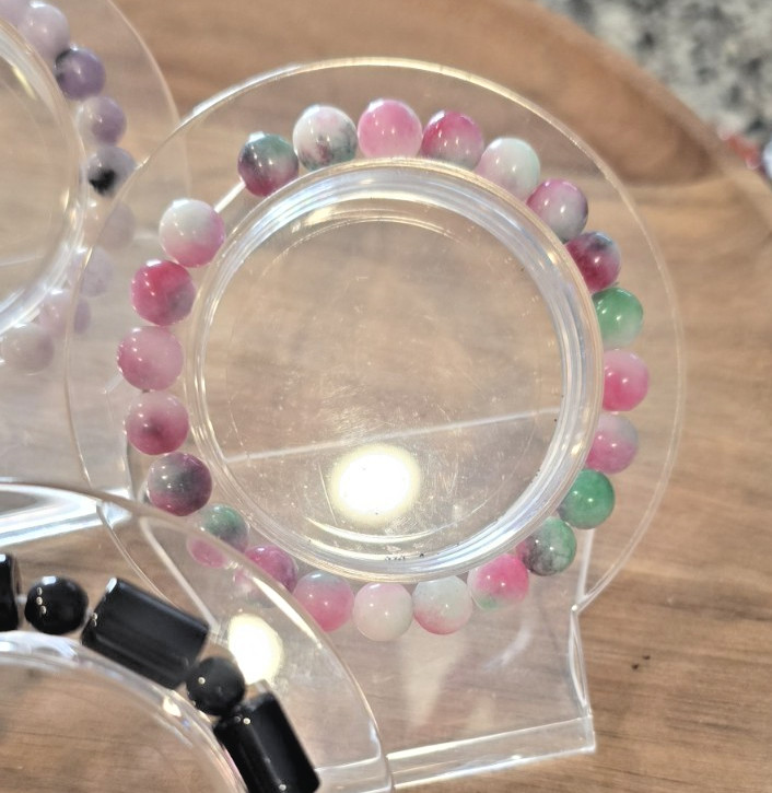 Genuine Crystal Stretch Bracelet Set of 3 8mm Round Natural Stone Healing Bead