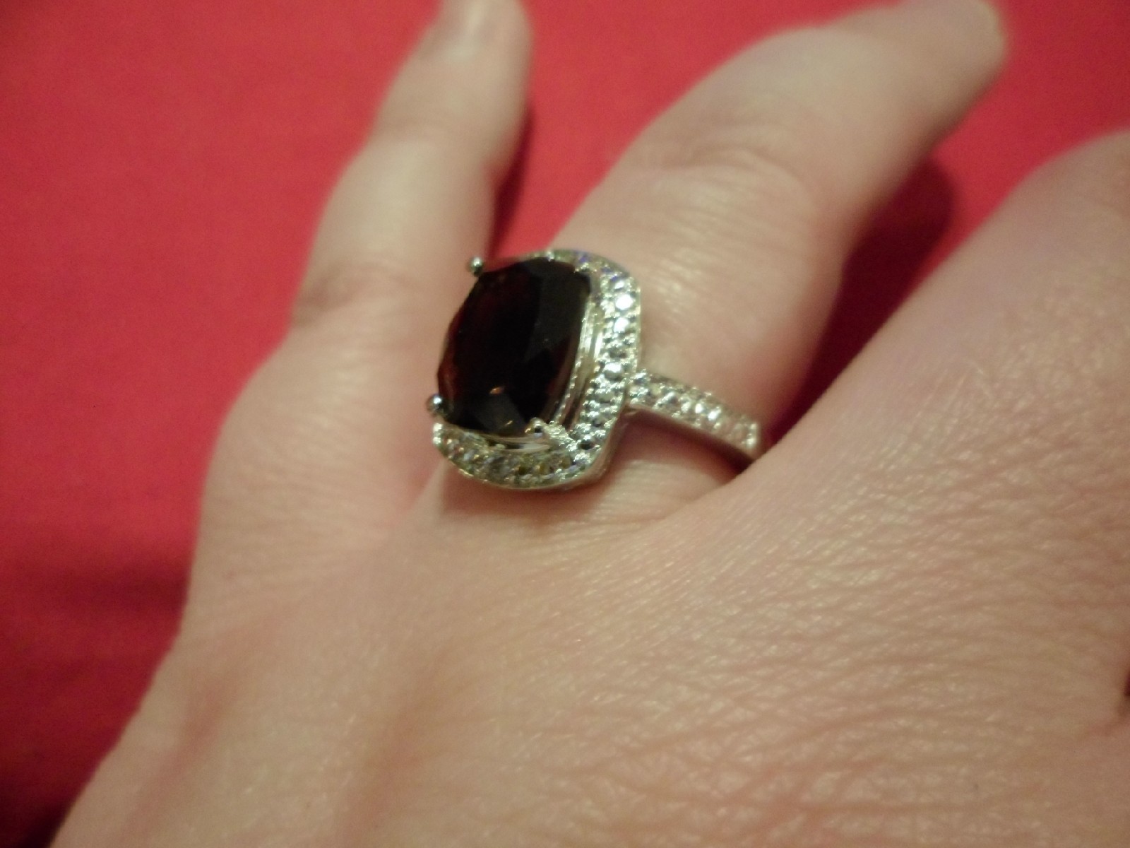 Brazilian Smokey Quartz Cushion Solitaire Ring in Platinum OverlaySize 7-3.11CTW