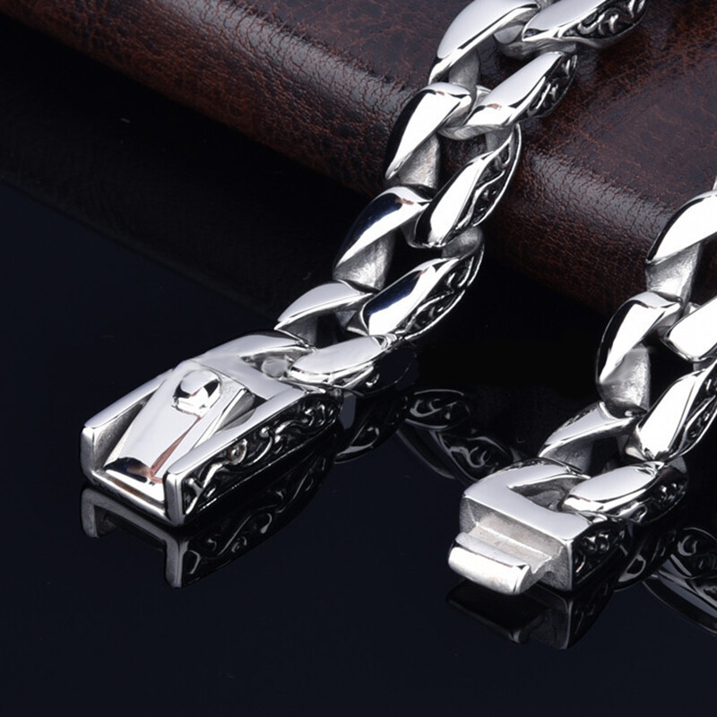 MENDEL 8 Inch Mens Motorcycle Biker Cuban Link Chain Bracelet Stainless Steel