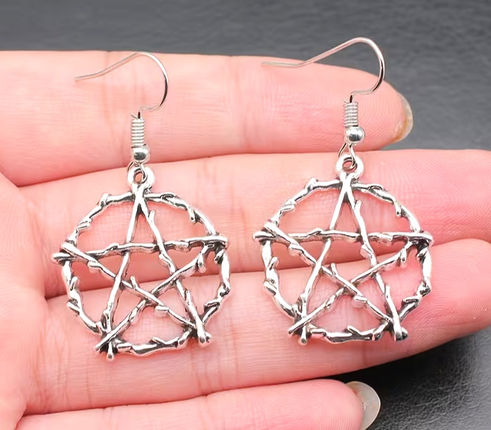 New Gothic Punk Zinc Alloy Pentagram Dangle Earrings