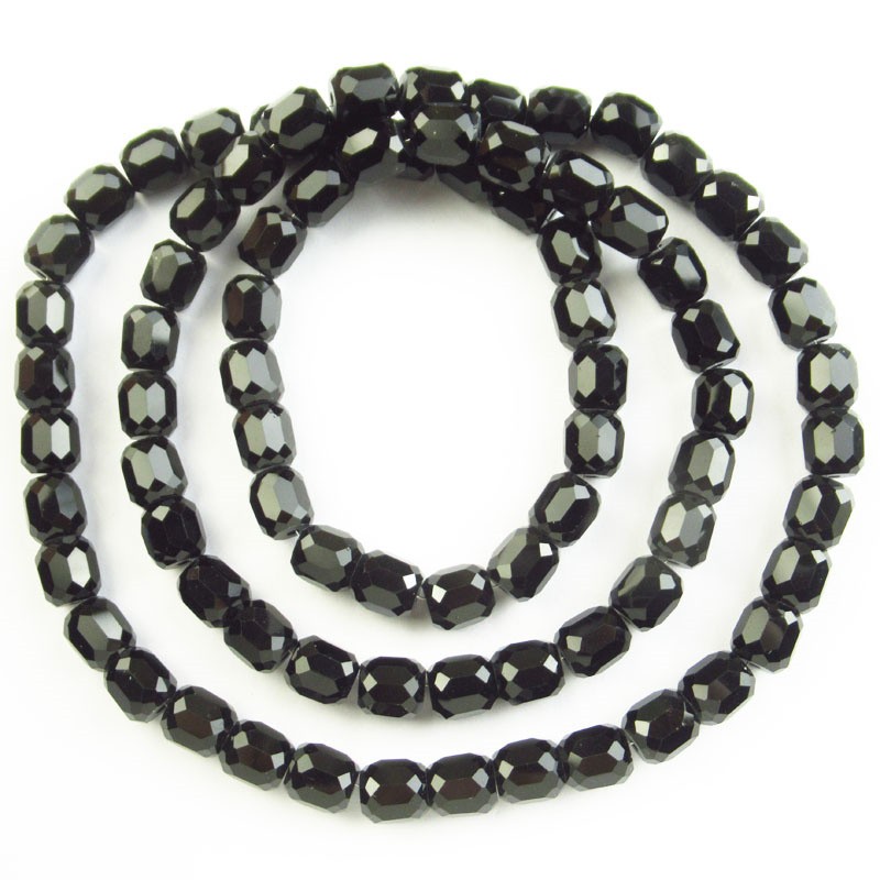 1Strand 8x7mm Faceted Black Crystal Column Loose Bead 24inch SJTZ27
