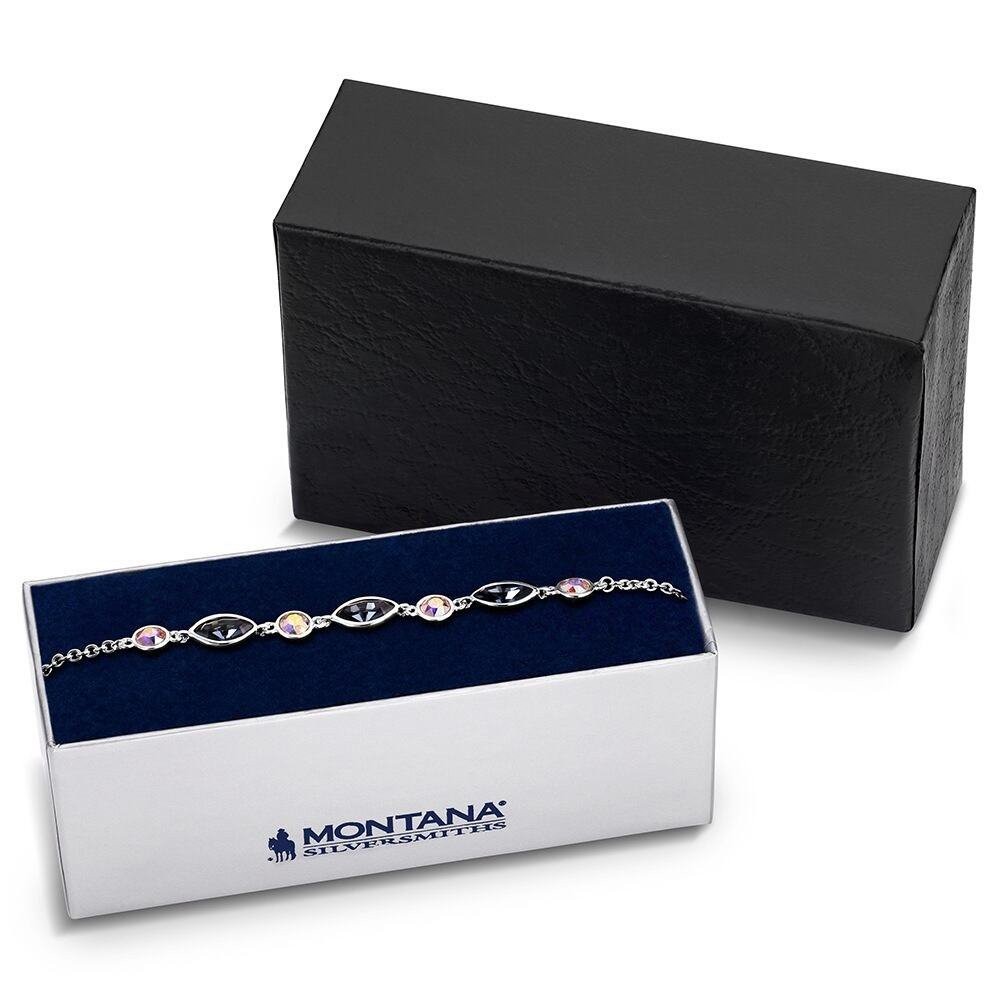 Montana Silversmiths Stillwater Crystal Bolo Silver Adjustable Bracelet