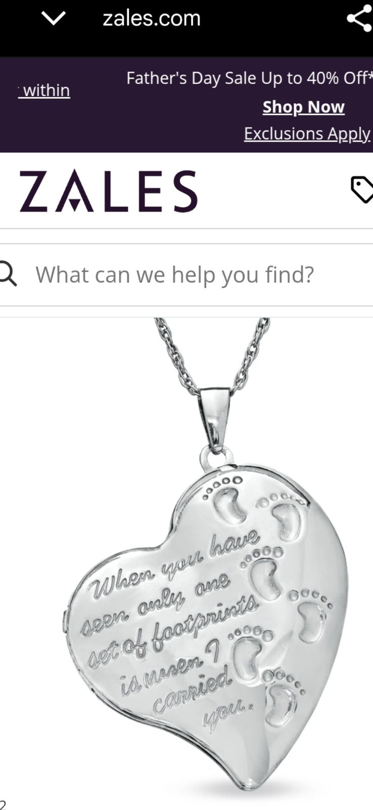 Zales 925 Sterling Silver Heart Photo Locket Pendant Necklace Engraved Signed