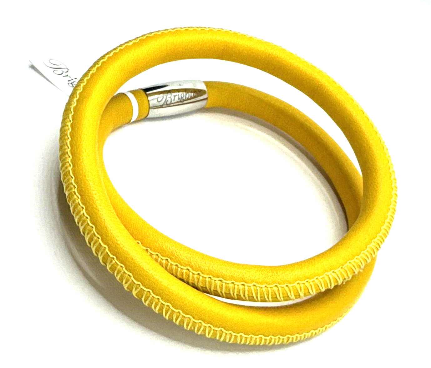 Brighton Woodstock Yellow Double Add Charms/Beads Leather Bracelet NWT 16in
