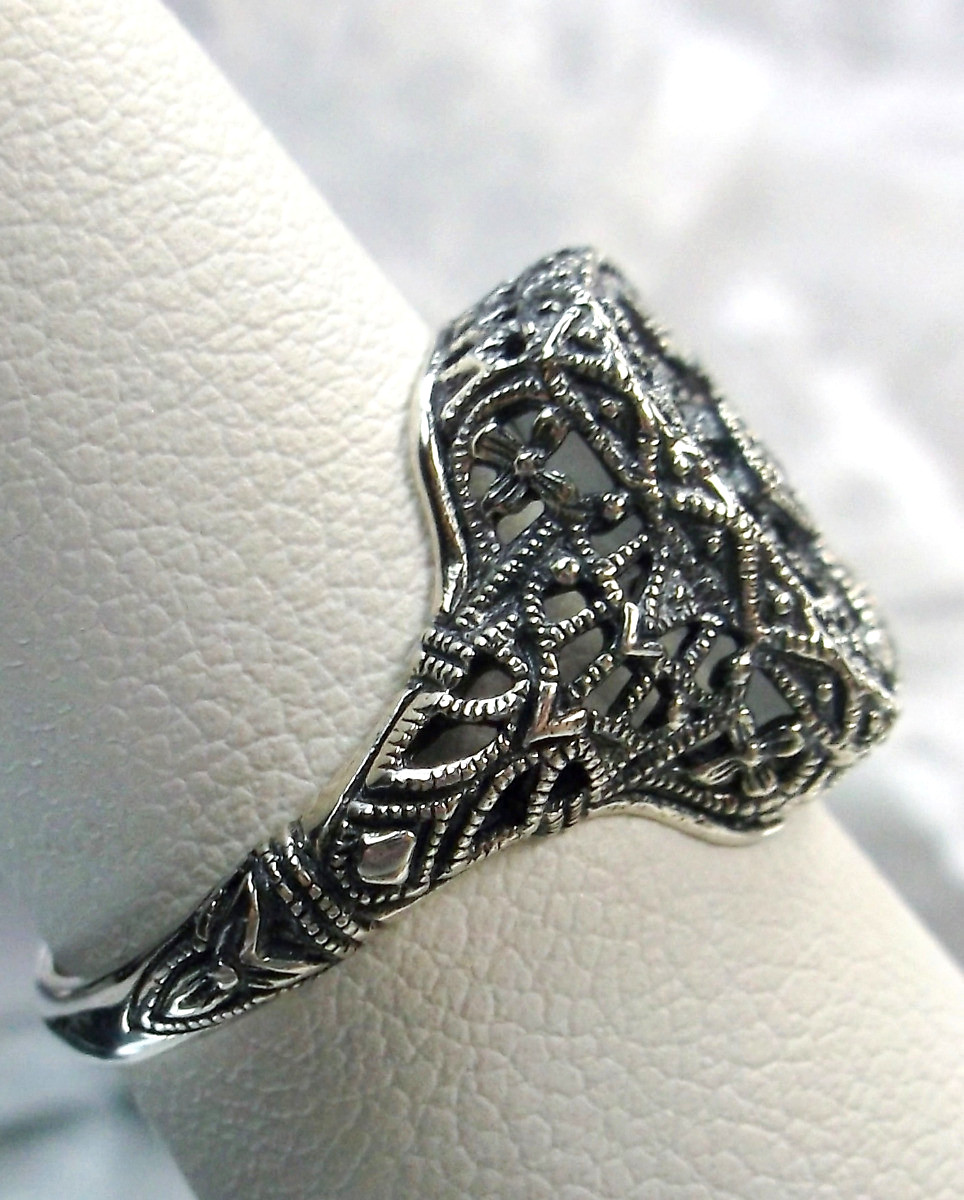 Camphor Glass Ring Sterling Silver Art Deco 1930’s Jewelry (Made To Order)#204