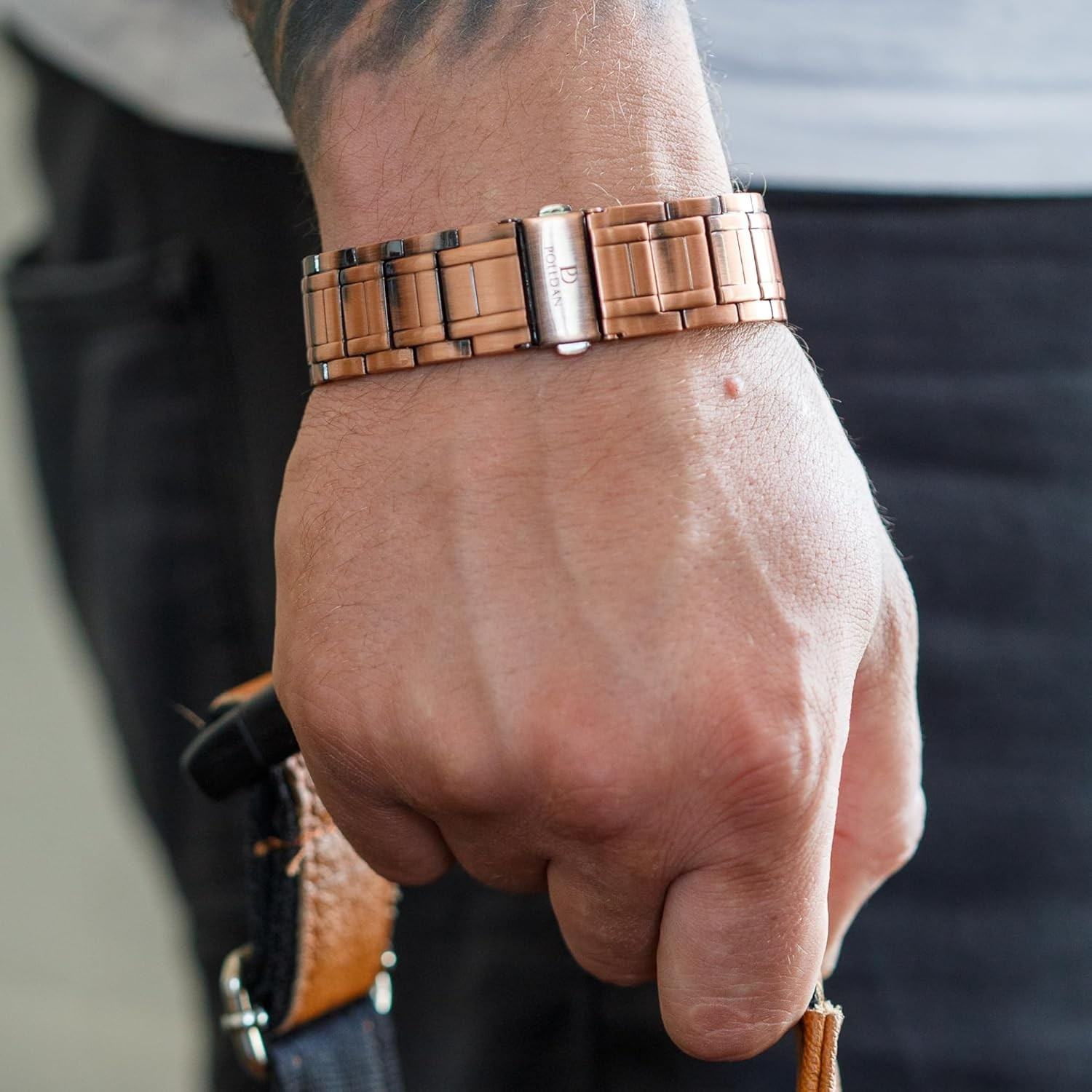 Pulsera de cobre con potencia de 6200 Gauss para hombre, Cobre puro 3X Power