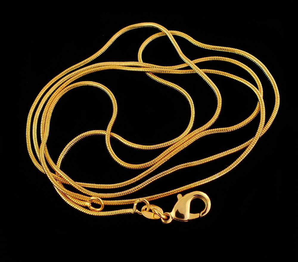 Wholesale 10pcs/20pcs Gold Plated 1mm Snake Chain Necklace 16-30″