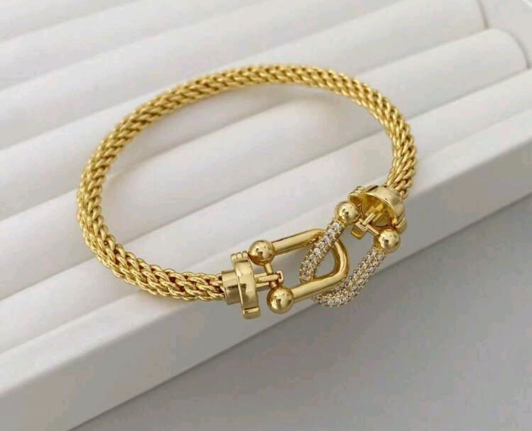 18K Gold Plated Bracelet Cubic Zircon Bangle Cuff Chain