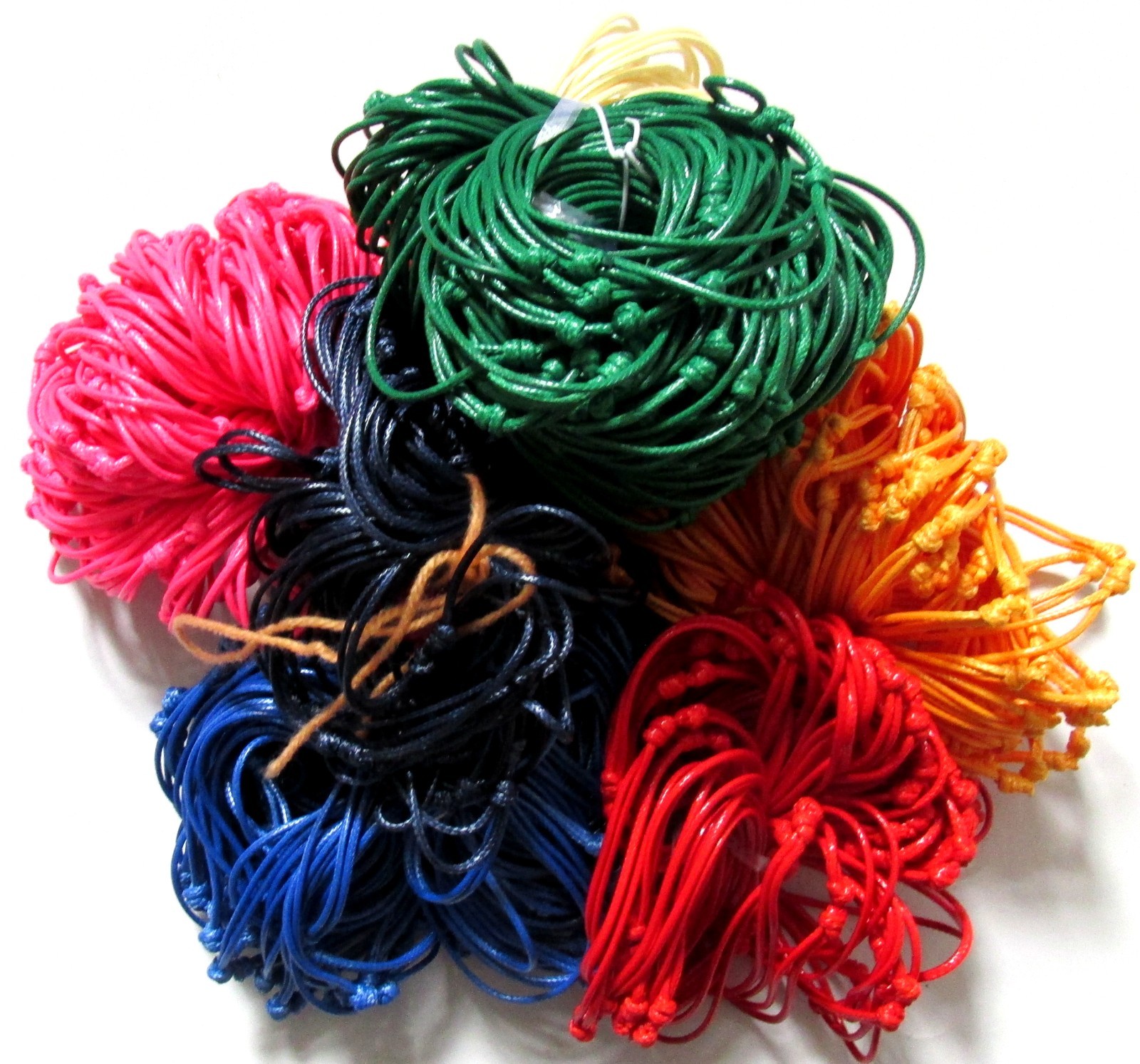 300 Mix Wax Leather Cord Bracelet. Adjustable Sliding Knot. 7 Colours Mixed.