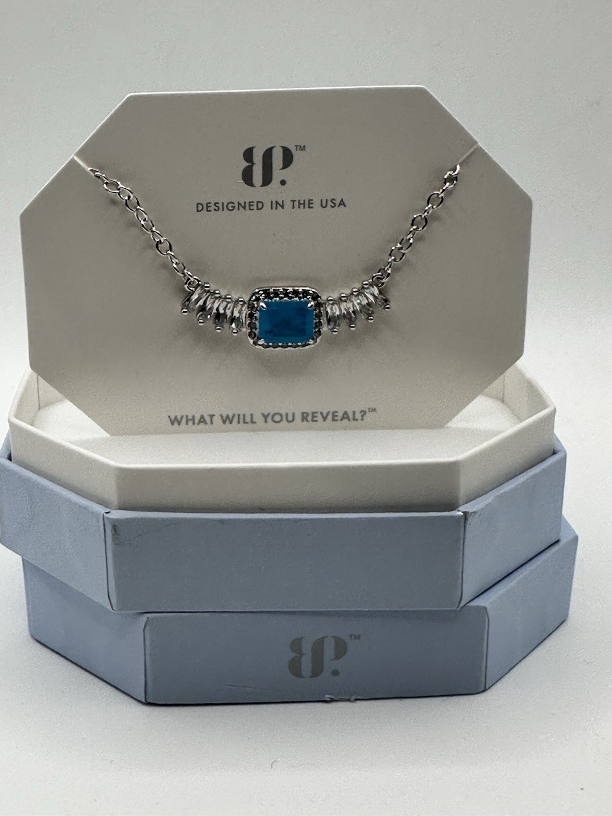 Bomb Party ‘Pale Dreams On The Horizon’ Nk56687 Aqua Blue Quartz OnRhodium