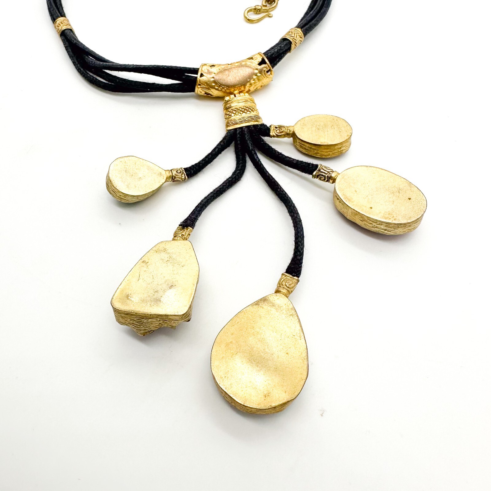 Vita New York Necklace Natural Multi Stone Gold Plated Cord Gold Plated Unsigned